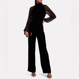 Intermix Stella Velvet High Neck Jumpsuit size 4 silk blend